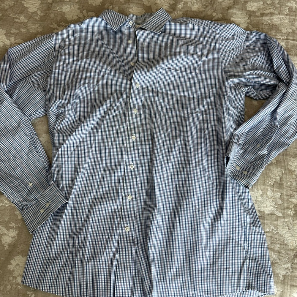 Classic Blue Plaid Men's Button-Down Shirt